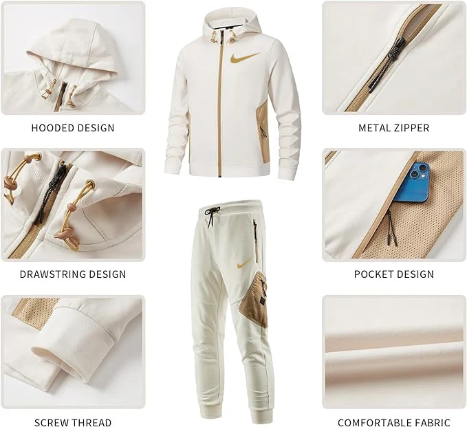 Men's Long Sleeve Hoodie Tracksuits Set