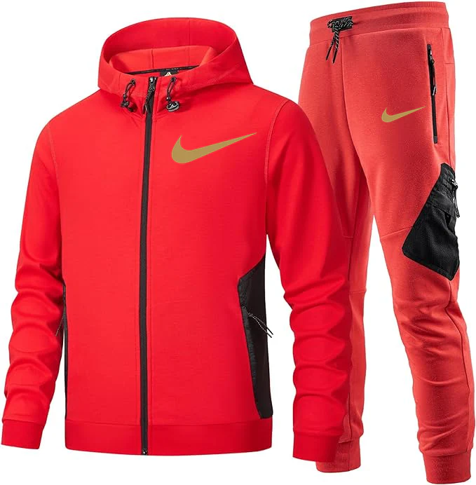 Men's Long Sleeve Hoodie Tracksuits Set