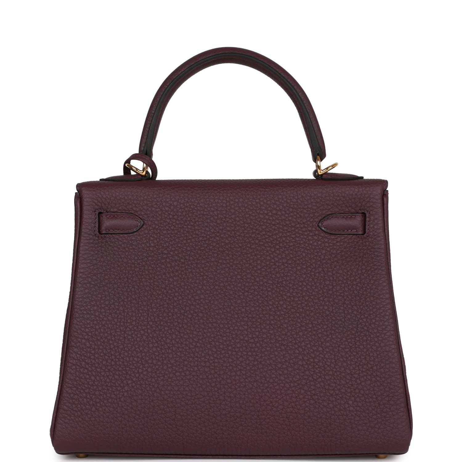 Her Kelly Retourne 25 Cassis Togo Gold Hardware