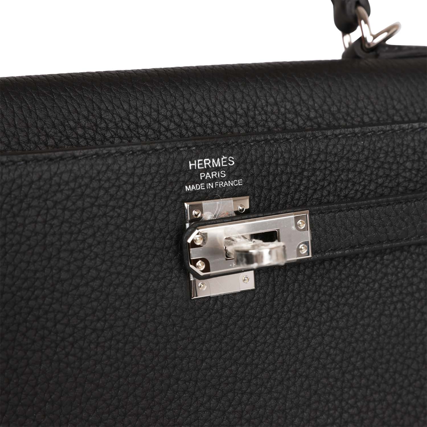 Her Kelly Retourne 25 Black Togo Palladium Hardware