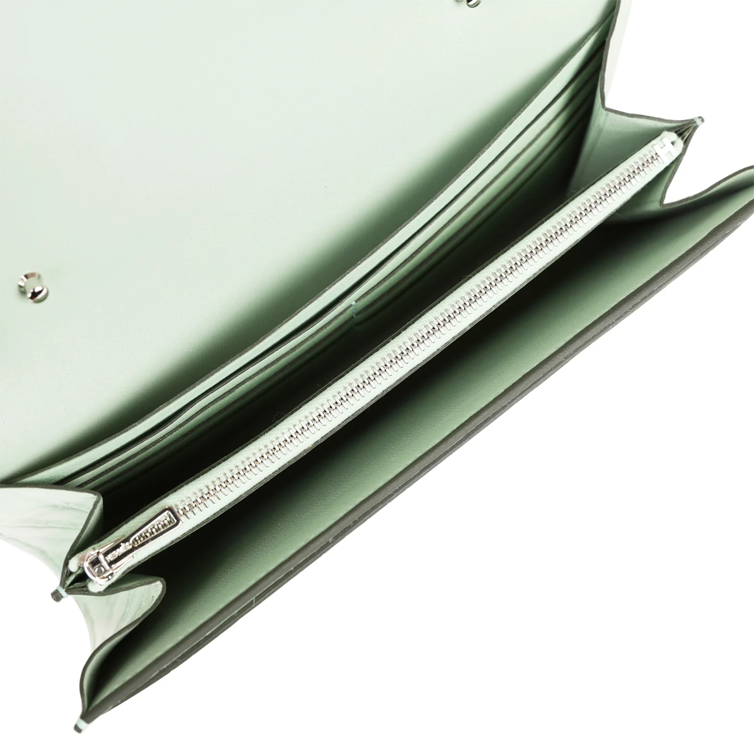Her Constance Wallet To Go Vert D'eau Matte Alligator Palladium Hardware