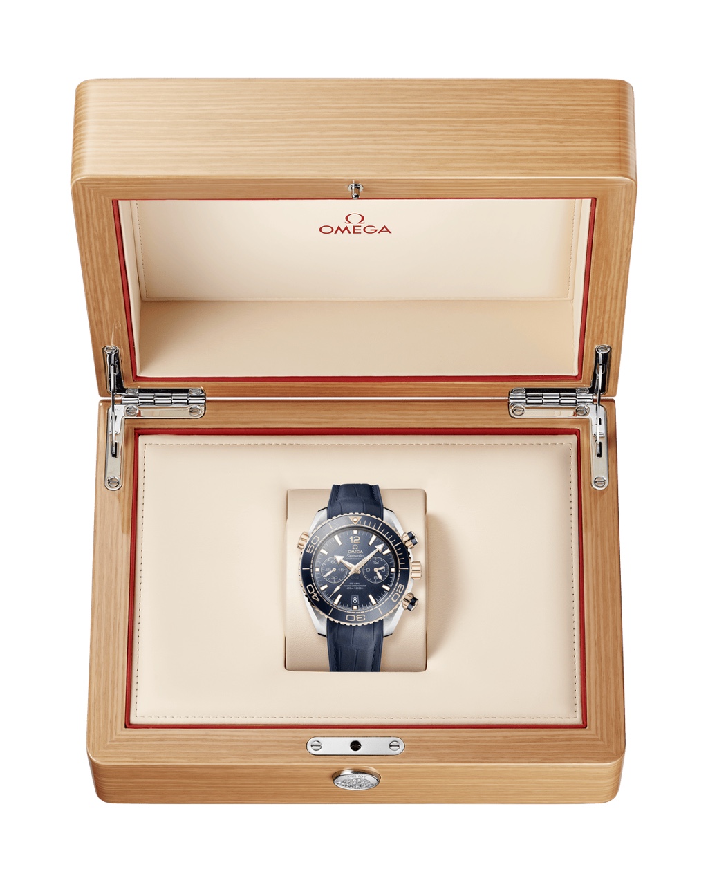PLANET OCEAN 600M STEEL SEDNA™ GOLD ON LEATHER STRAP WITH RUBBER LINING 45.5mm