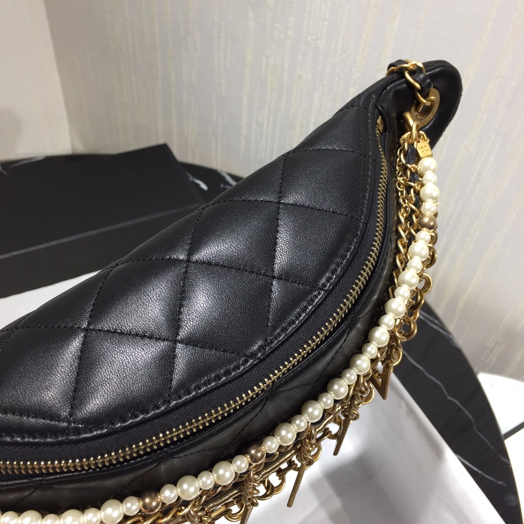 CHANEL Hobo Handbag Black-AS5077