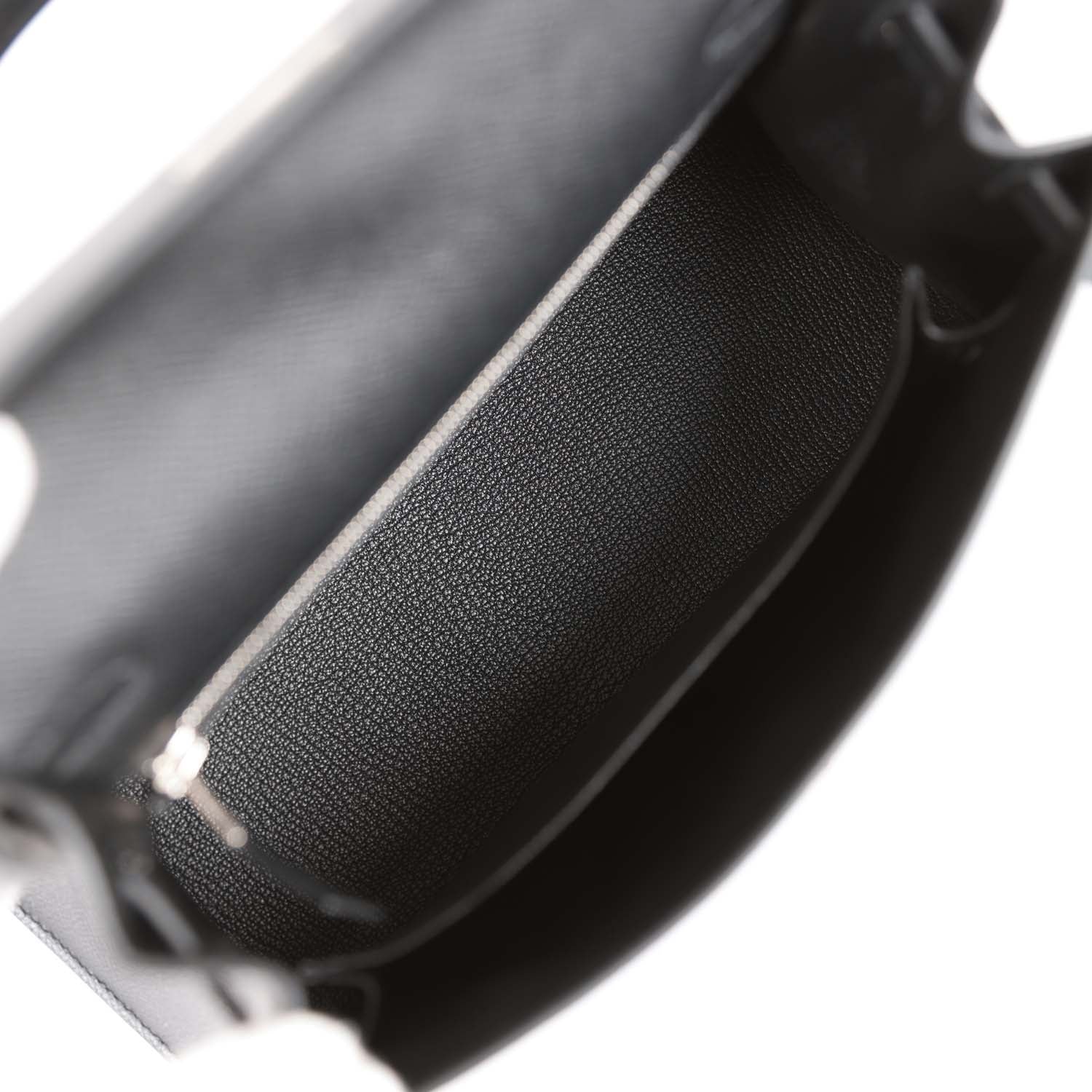 Her Kelly Sellier 25 Black Epsom Palladium Hardware