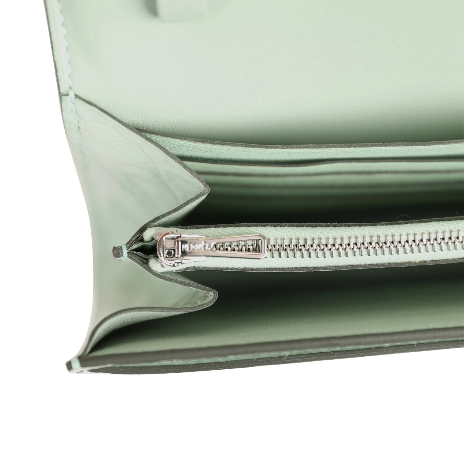 Her Constance Wallet To Go Vert D'eau Matte Alligator Palladium Hardware