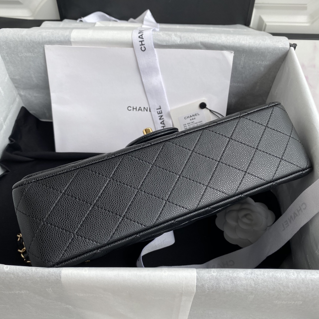 CHANEL CLASSIC 11.12 HANDBAG Lambskin & Brown Metal Black-A01112