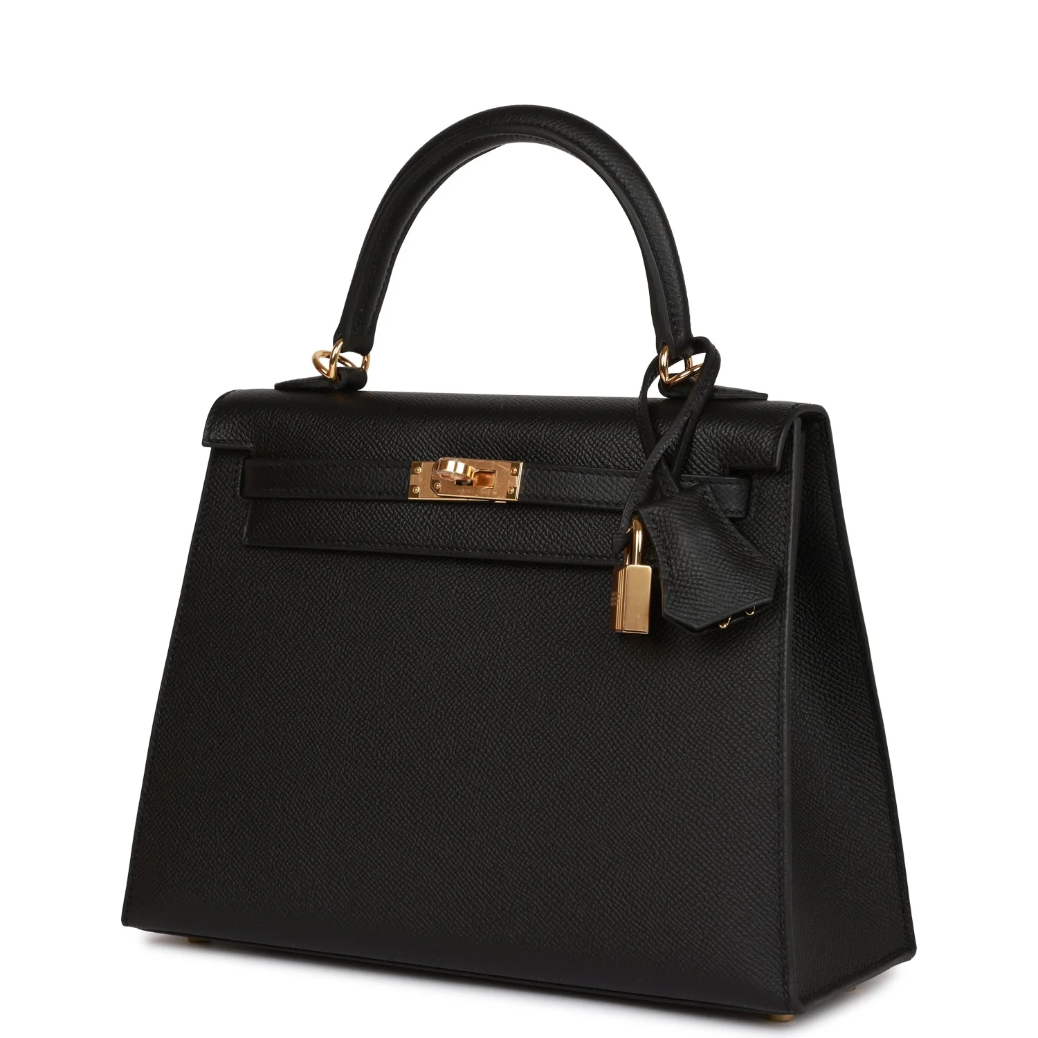 Her Kelly Sellier 25 Black Epsom Gold Hardware