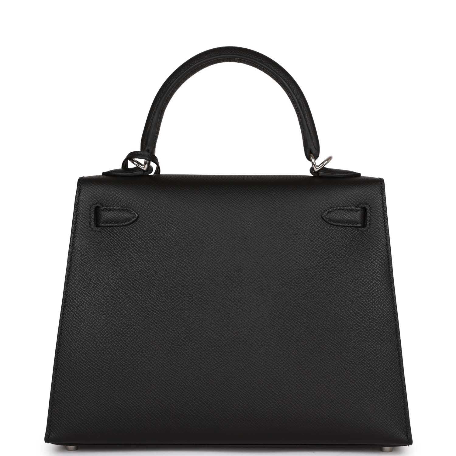 Her Kelly Sellier 25 Black Epsom Palladium Hardware