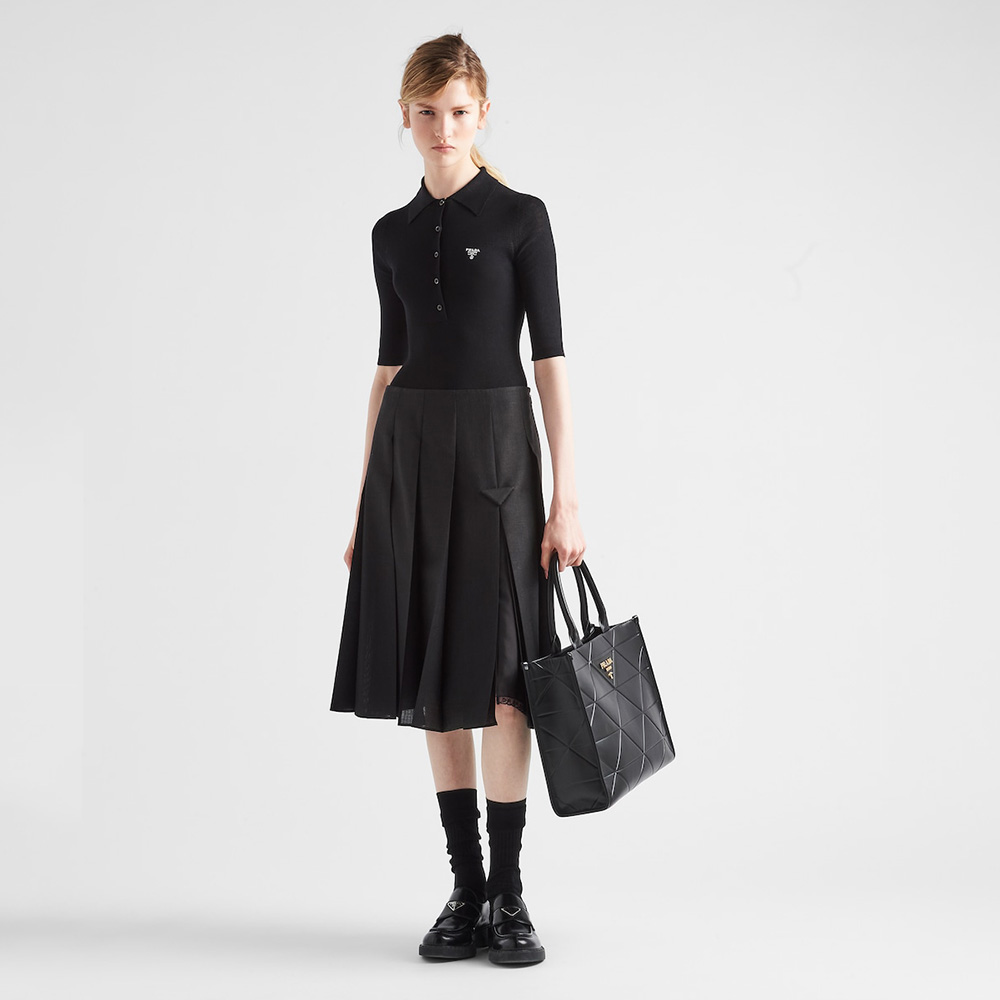 Large leather  Symbole bag with topstitching