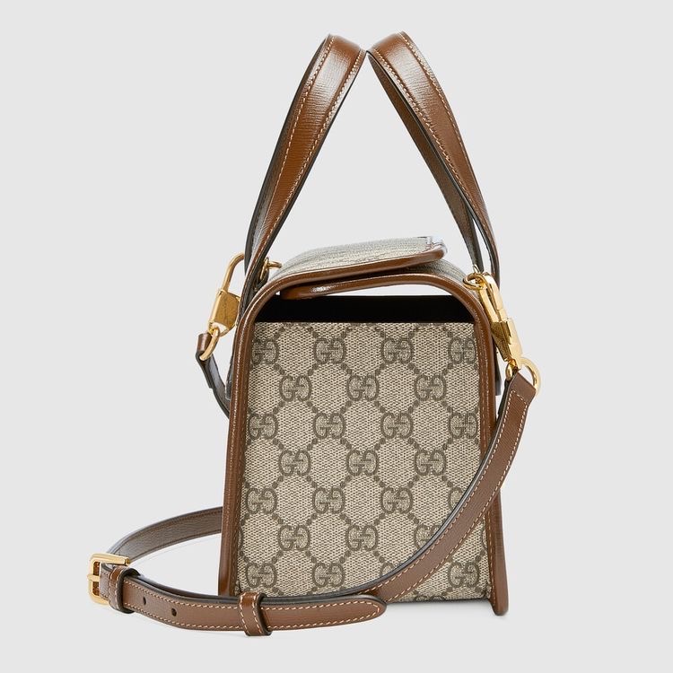 Horsebit 1955 leather-trimmed printed coated-canvas shoulder bag