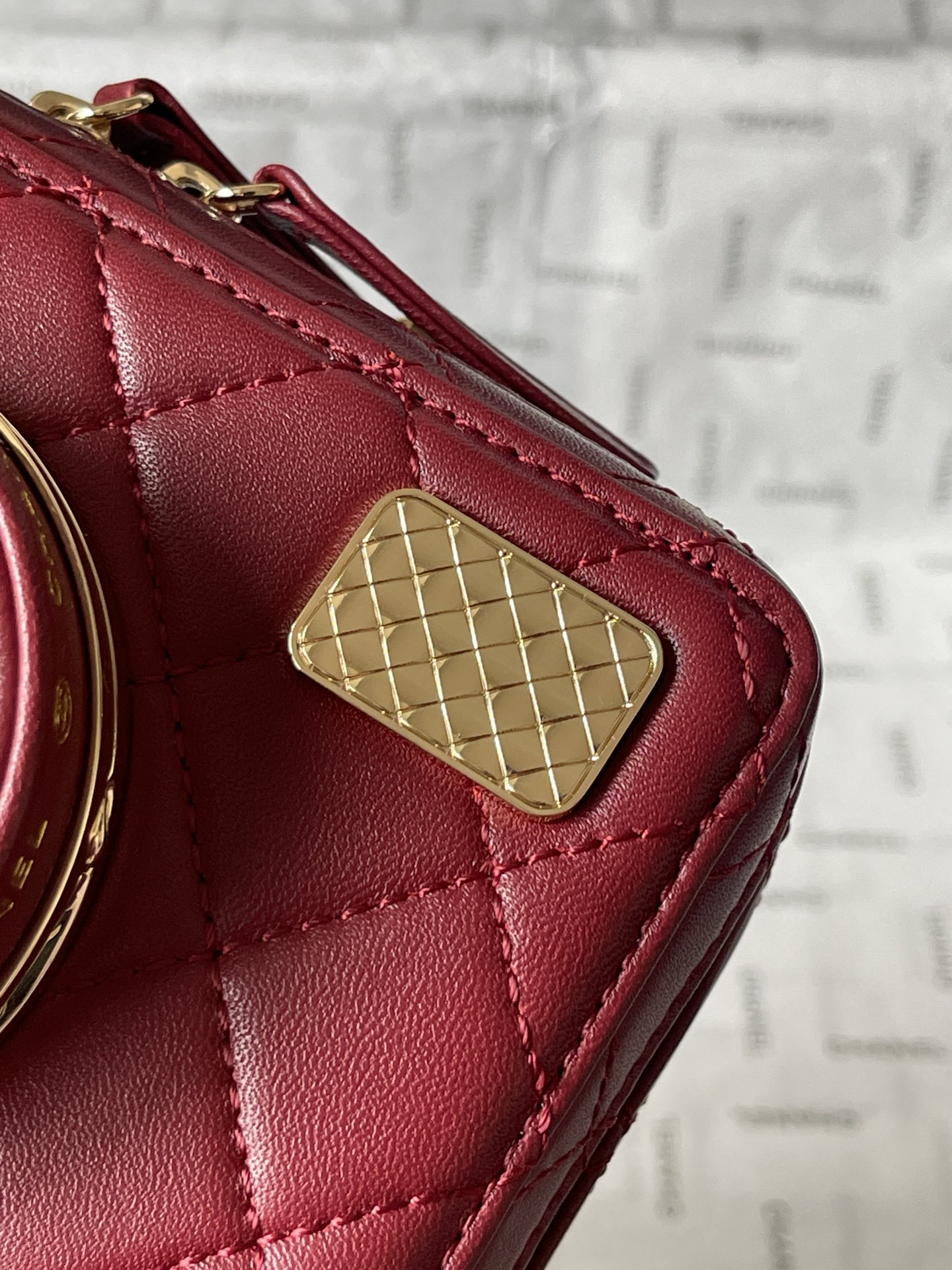 CHANEL Camera bag Sheep leather and gold metal Red-AS4817