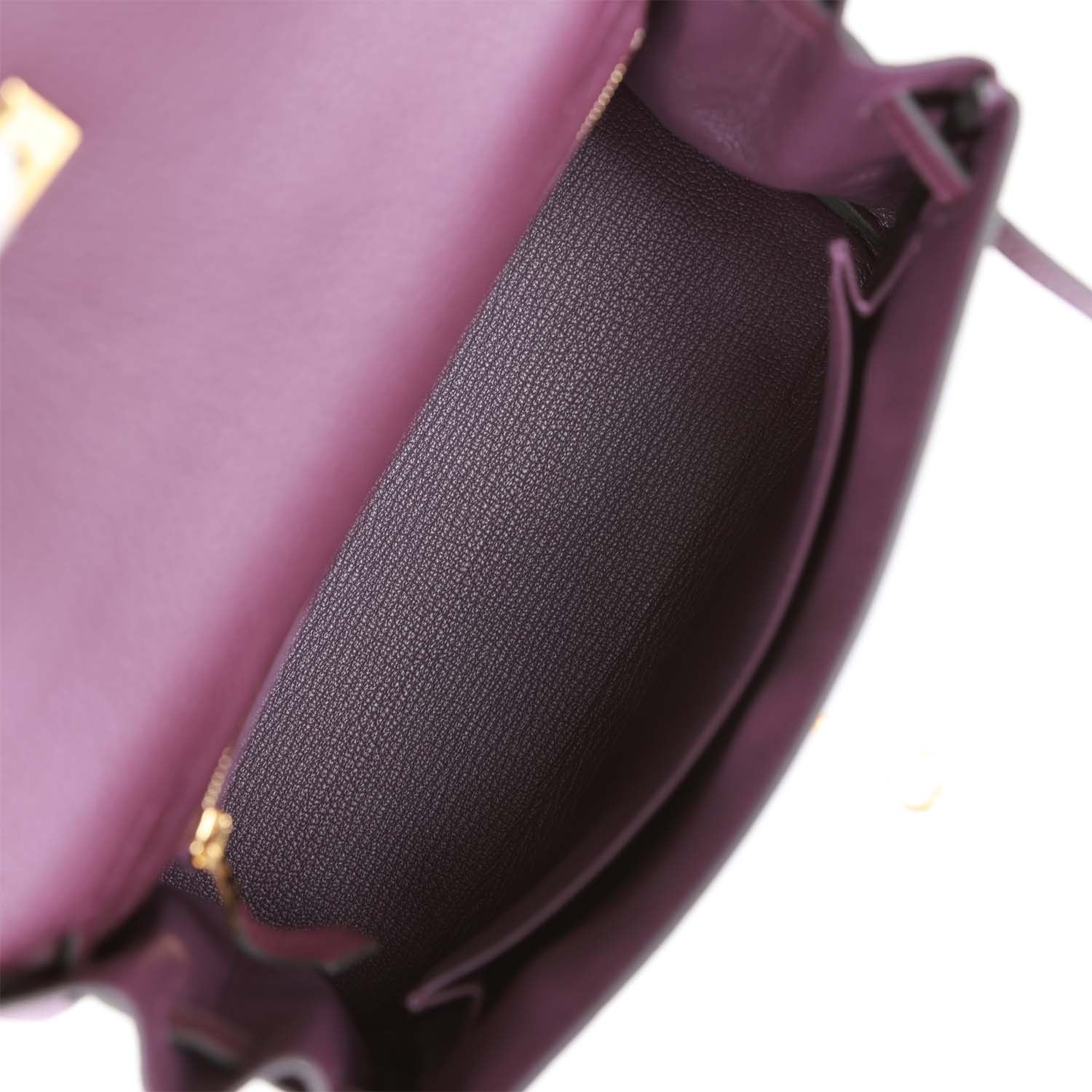 Her Kelly Retourne 25 Cassis Togo Gold Hardware