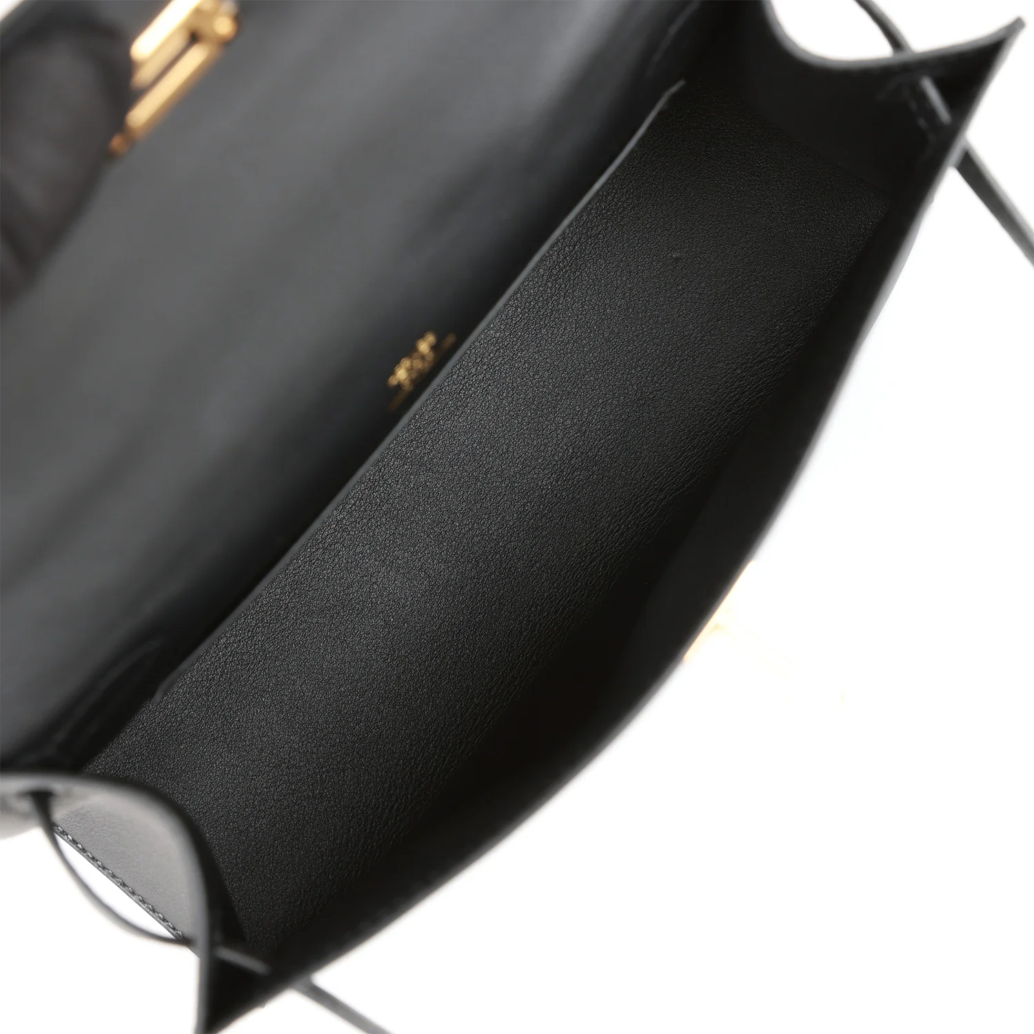 Her Kelly Pochette Black Swift Gold Hardware