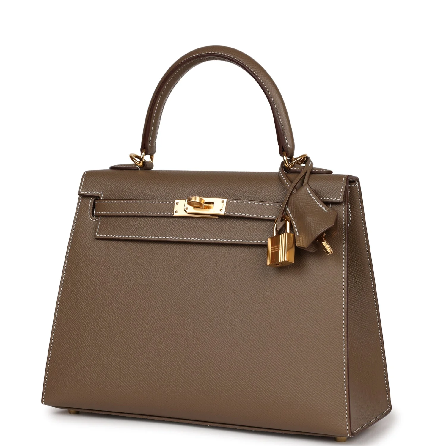 Her Kelly Sellier 25 Etoupe Epsom Gold Hardware