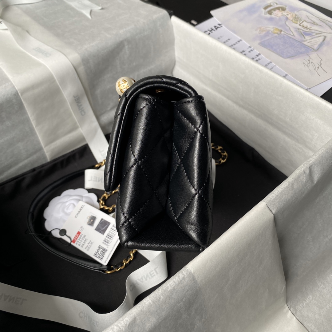 CHANEL Mini Flap Bag with Top Handle Black-AS5001