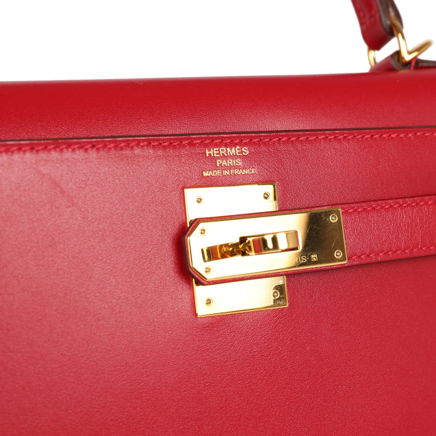 Her Kelly Sellier 28 Rouge Vif Tadelakt Gold Hardware
