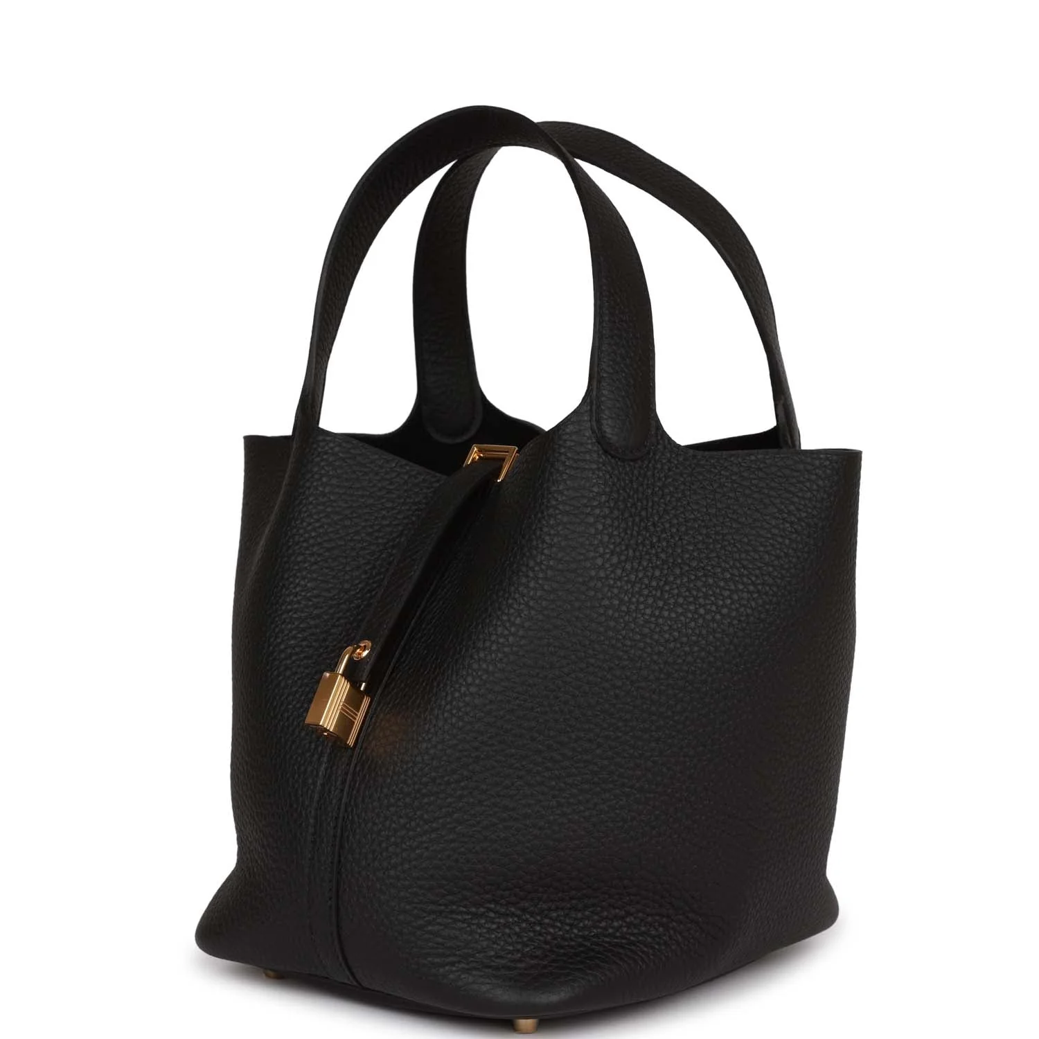 Her Picotin Lock 22 Black Clemence Gold Hardware