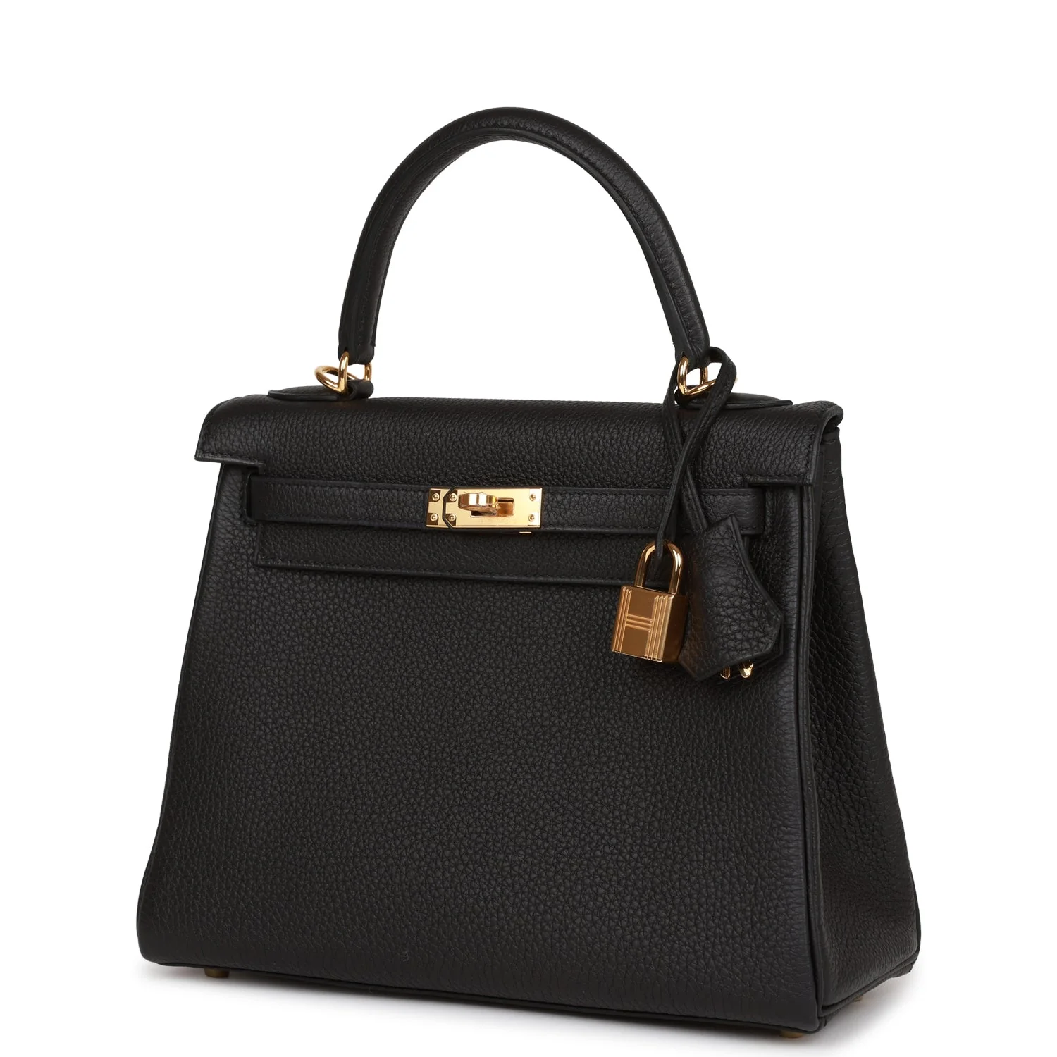 Her Kelly Retourne 25 Black Togo Gold Hardware
