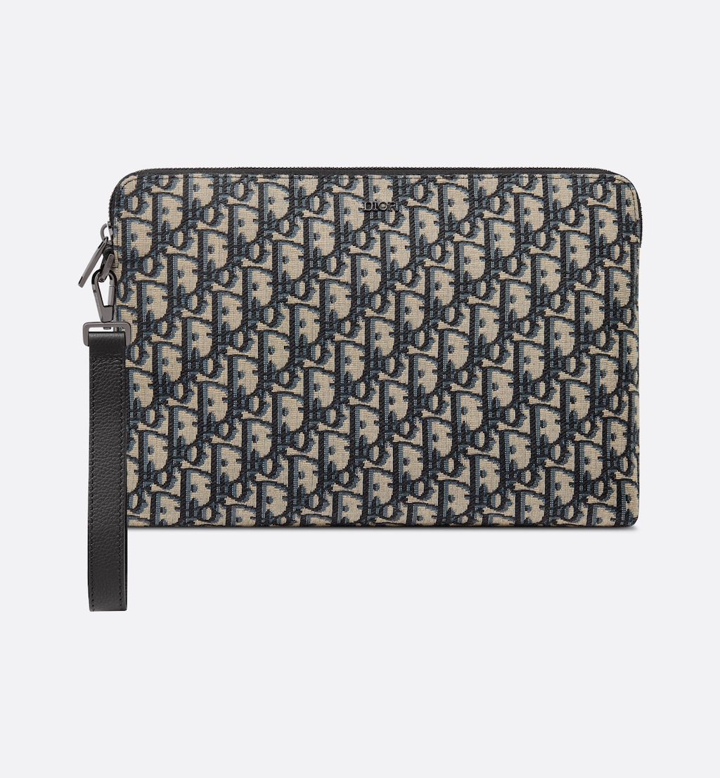 Pouch Beige and black Oblique jacquard