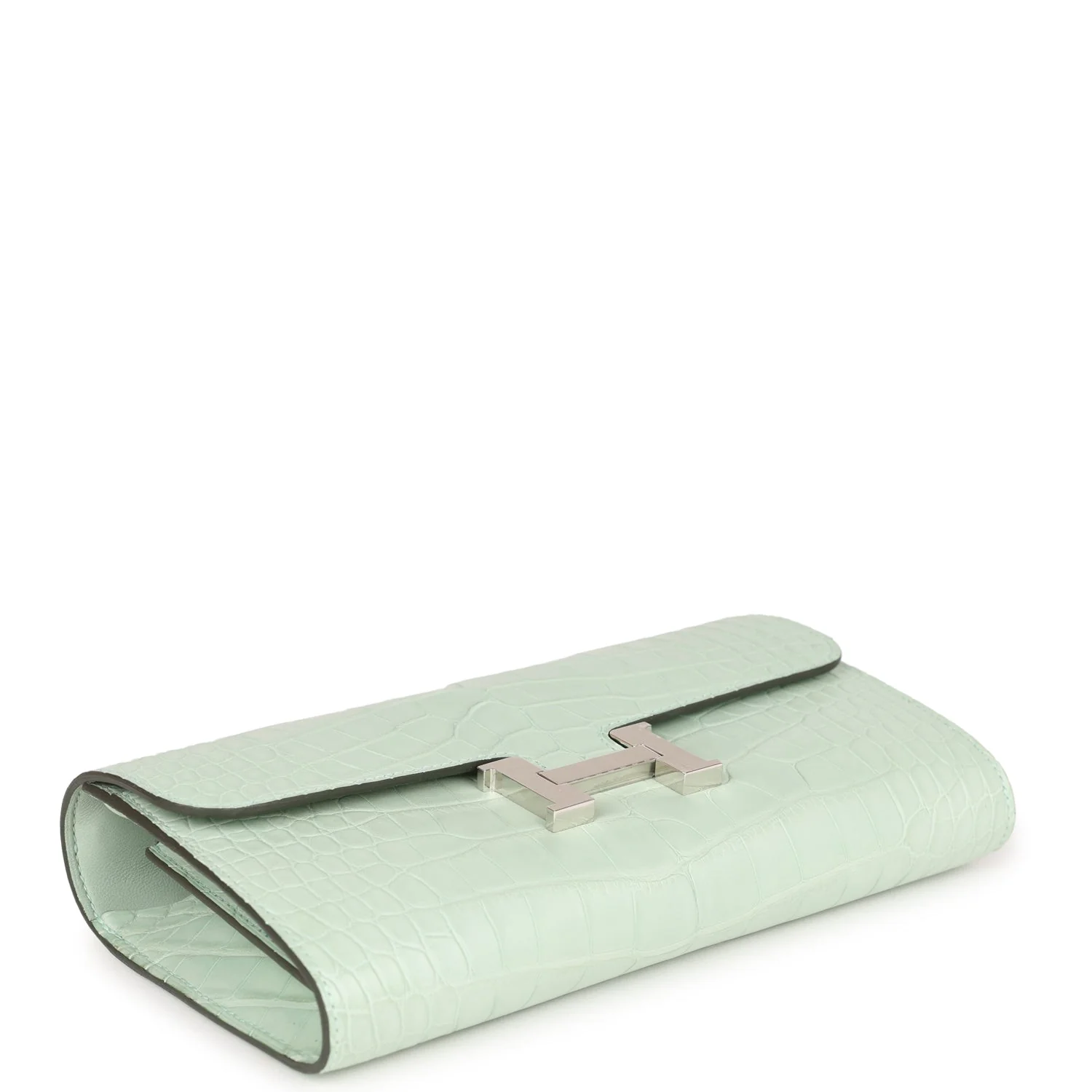 Her Constance Wallet To Go Vert D'eau Matte Alligator Palladium Hardware