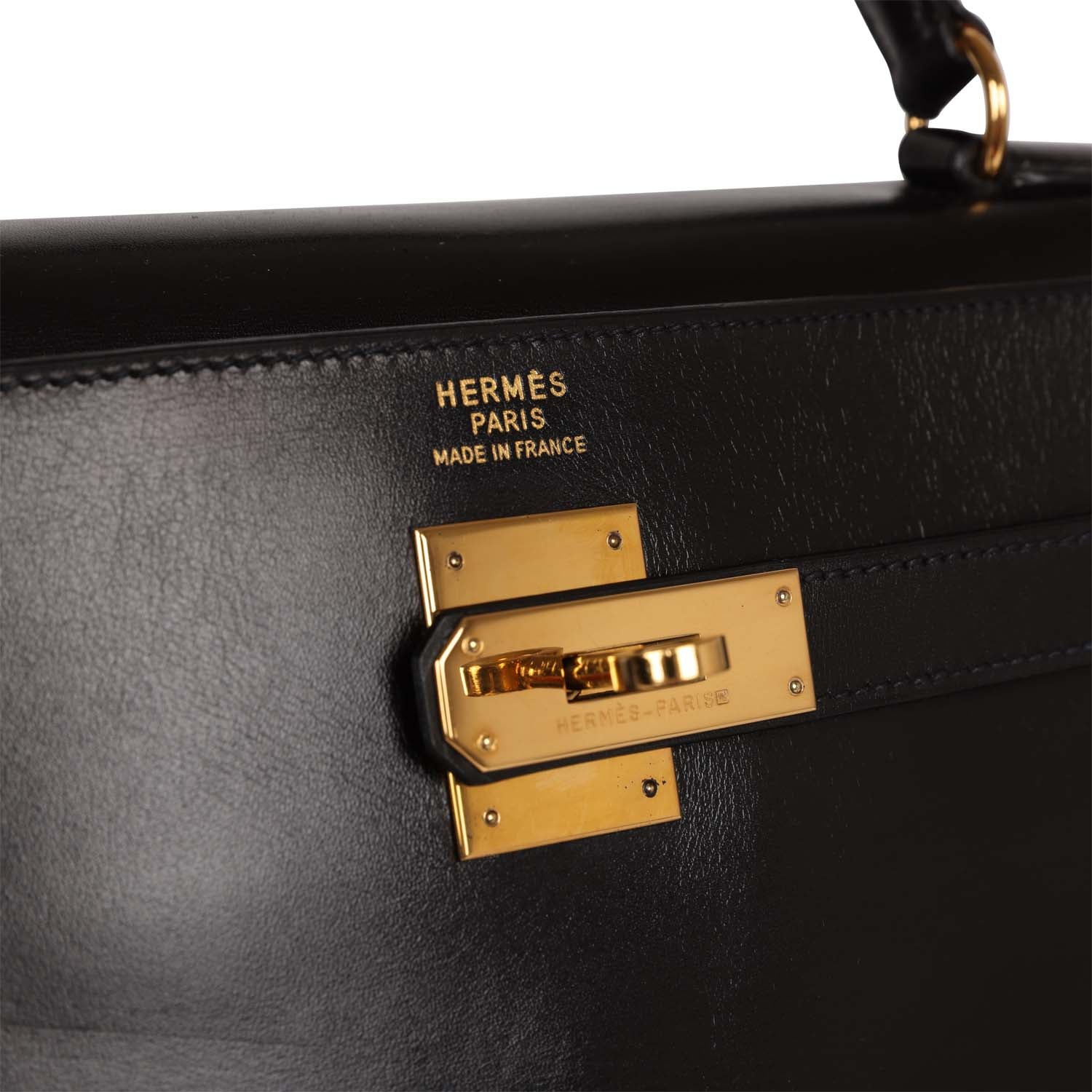 Her Kelly 35 Retourne Black Box Gold Hardware
