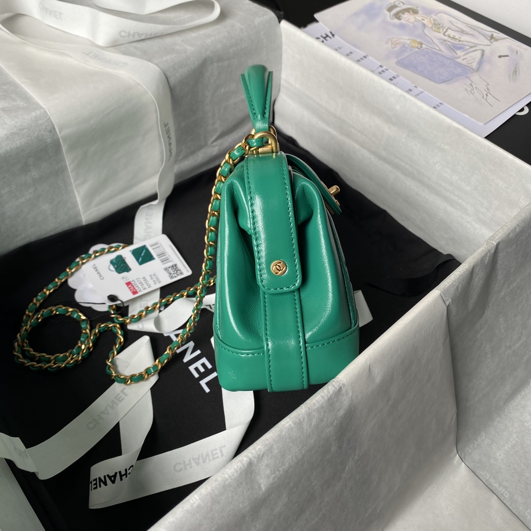 CHANEL Mini Bag with Top Handle Green-AS4958