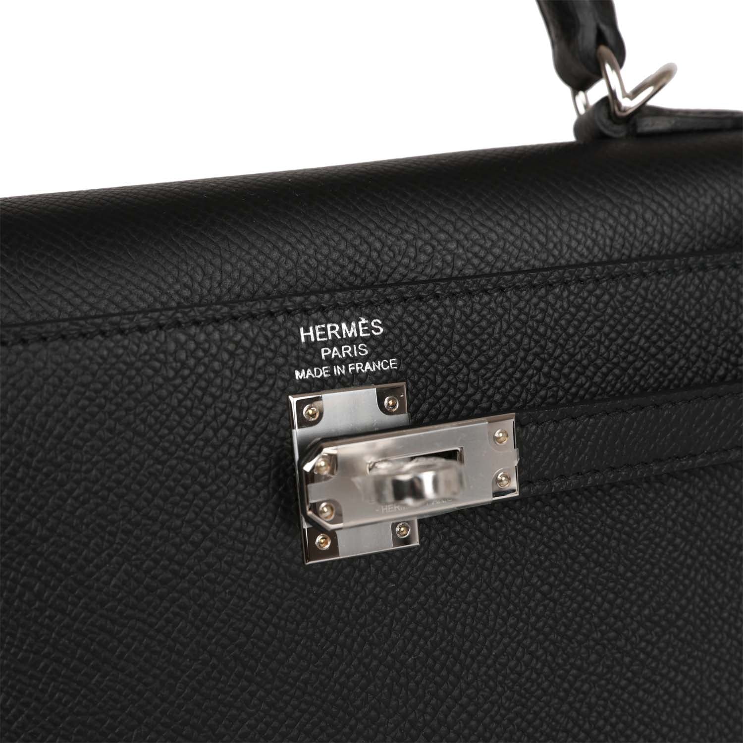 Her Kelly Sellier 25 Black Epsom Palladium Hardware