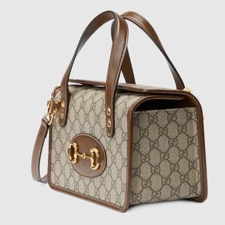 Horsebit 1955 leather-trimmed printed coated-canvas shoulder bag