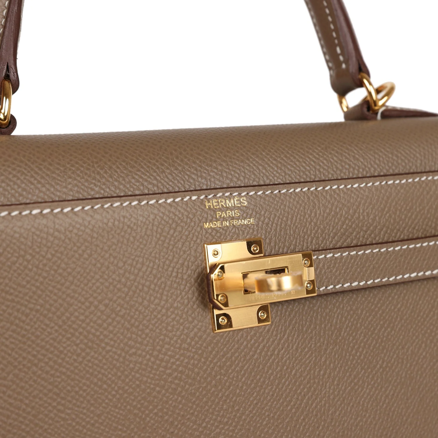 Her Kelly Sellier 25 Etoupe Epsom Gold Hardware