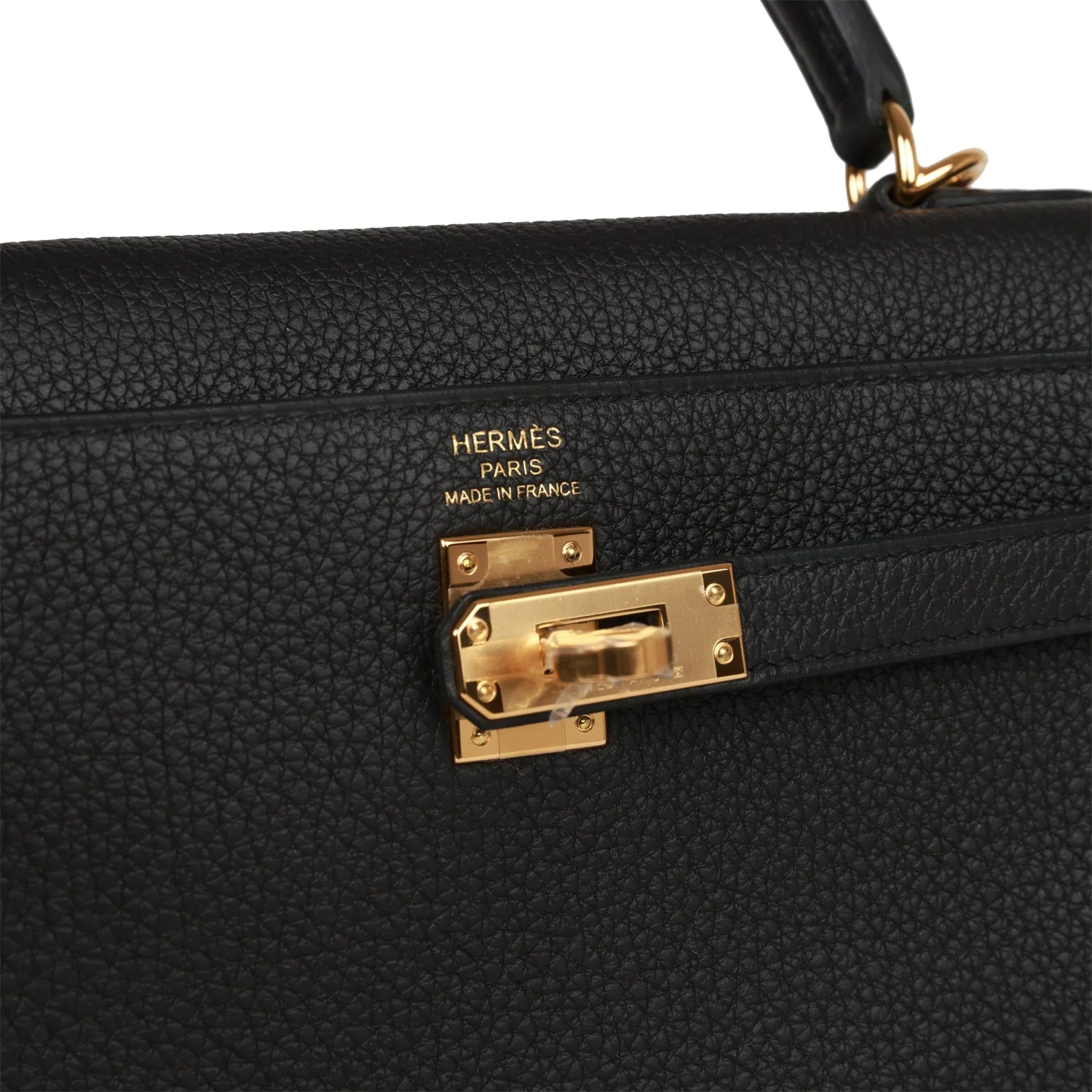 Her Kelly Retourne 25 Black Togo Gold Hardware