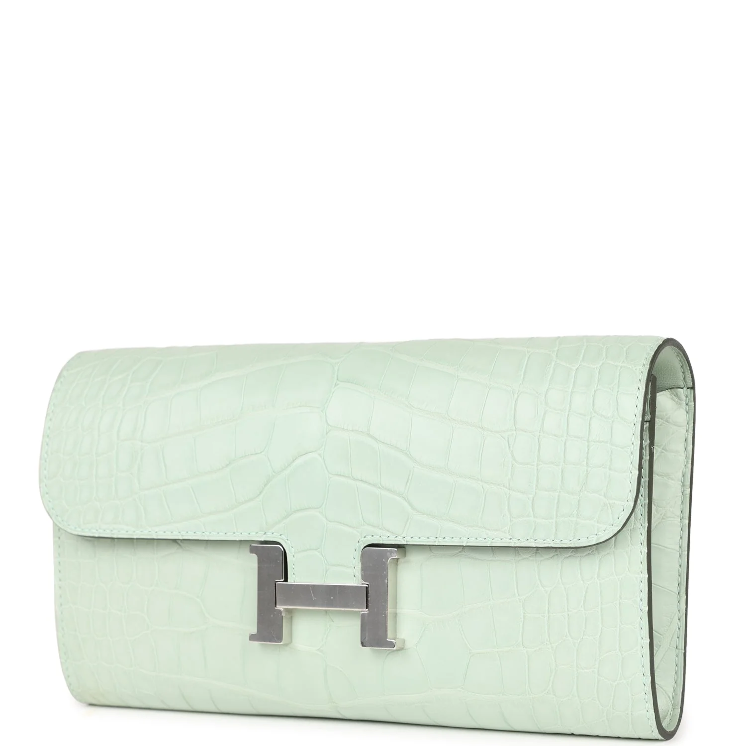 Her Constance Wallet To Go Vert D'eau Matte Alligator Palladium Hardware