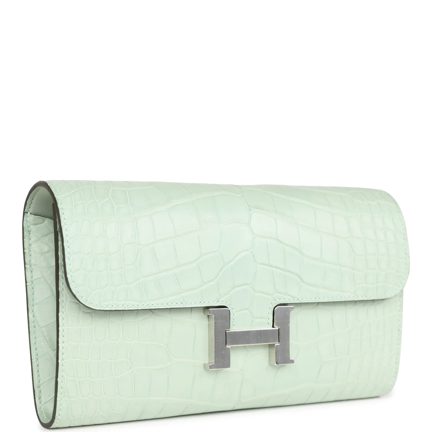 Her Constance Wallet To Go Vert D'eau Matte Alligator Palladium Hardware