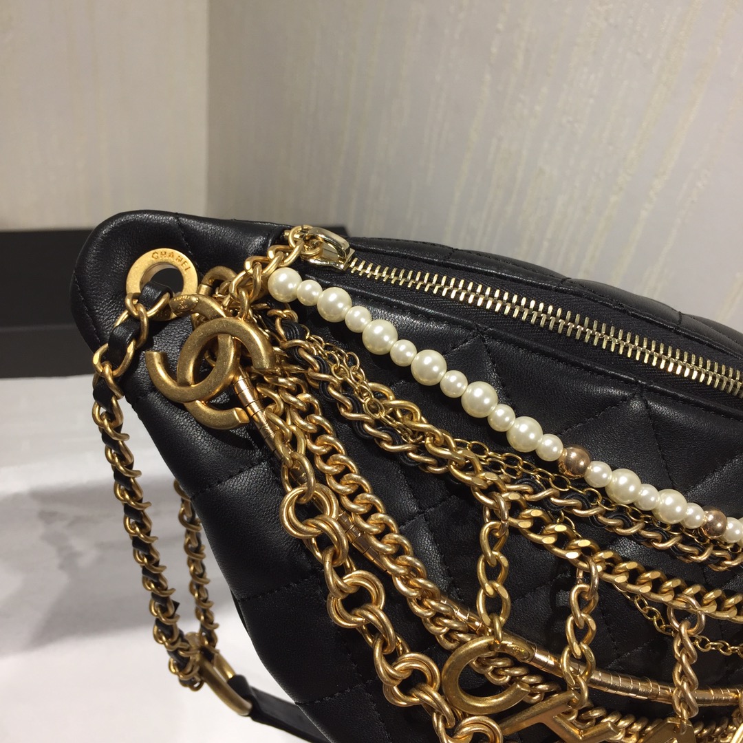 CHANEL Hobo Handbag Black-AS5077