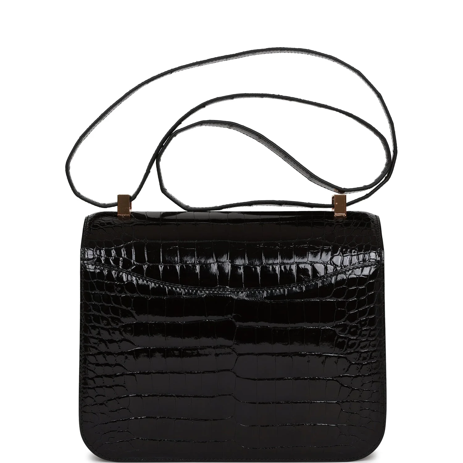 Her Constance 24 Black Shiny Alligator Rose Gold Hardware