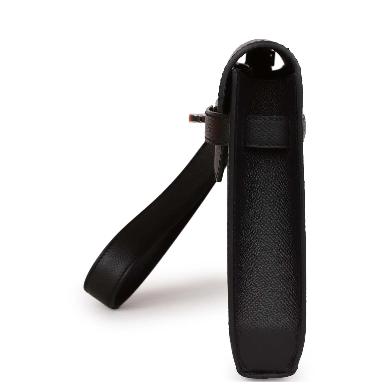 Her Kelly Depeches 25 Black Epsom Palladium Hardware