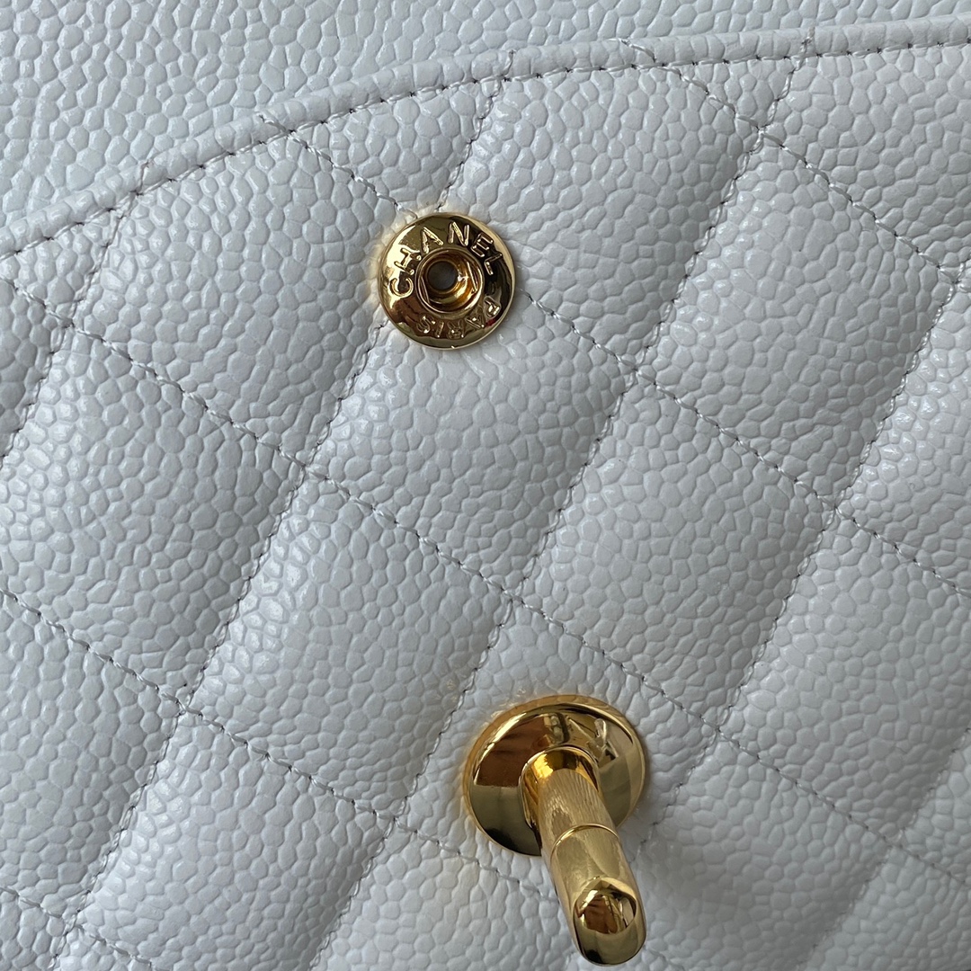 CHANEL CLASSIC 11.12 HANDBAG Lambskin & Brown Metal White-A01112