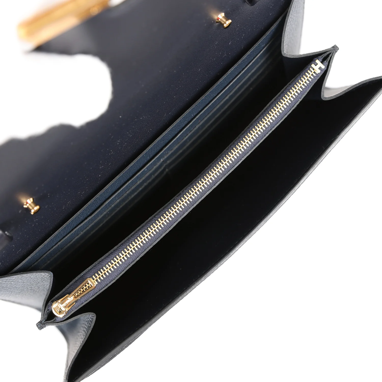 Her Constance To Go Wallet Bleu Indigo Epsom Gold Hardware
