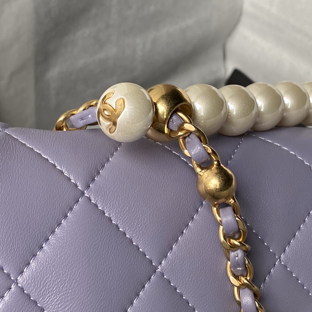 CHANEL Mini Flap Bag with Top Handle Purple-AS5001