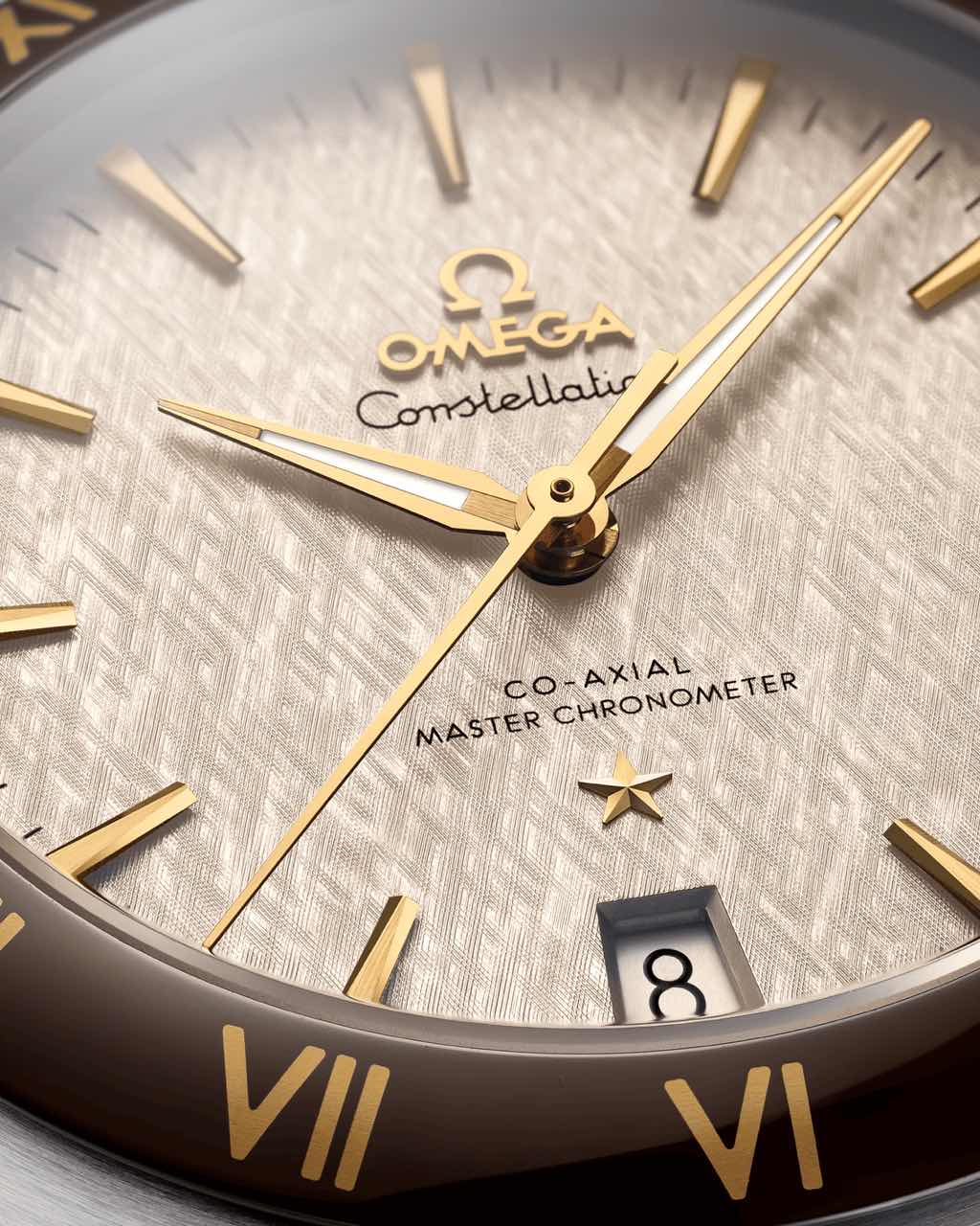 CONSTELLATION STEEL ‑ YELLOW GOLD ON LEATHER STRAP 41 MM