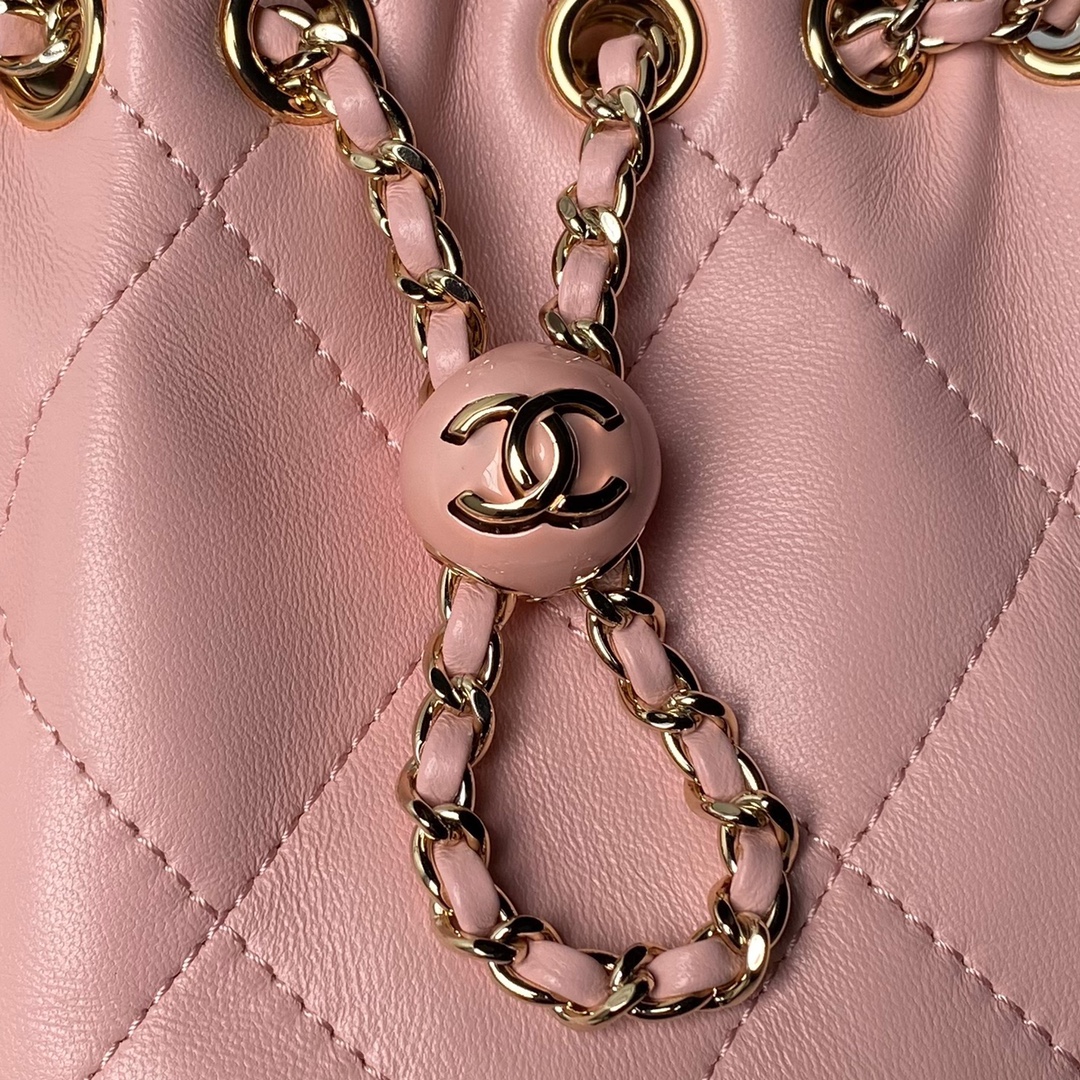 CHANEL Backpacks Shiny Lambskin & Gold-Tone Metal Pink-AS4810