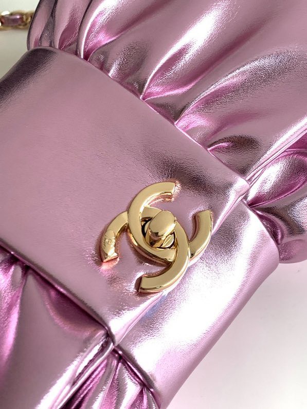 CHANEL Metallic Lambskin & Gold-Tone Metal Pink - AS5129
