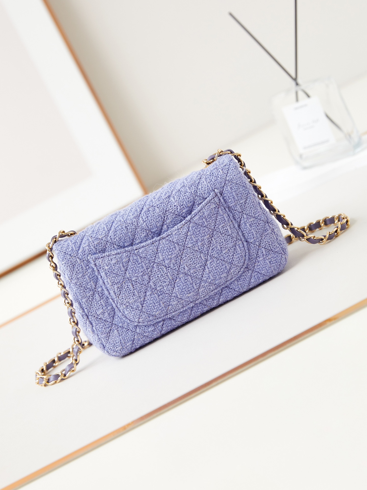 CHANEL Mini Classic Handbag & Gold-Tone Metal Purple-A69900