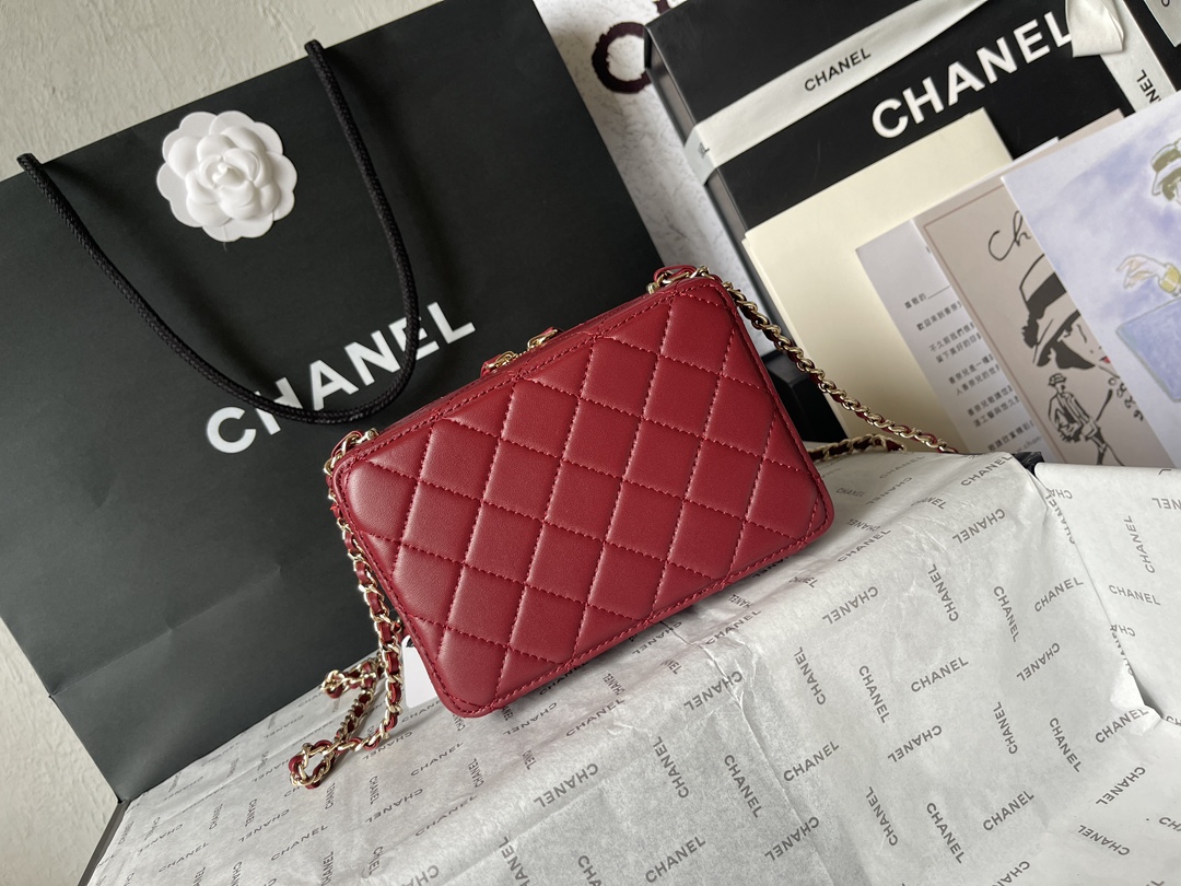 CHANEL Camera bag Sheep leather and gold metal Red-AS4817
