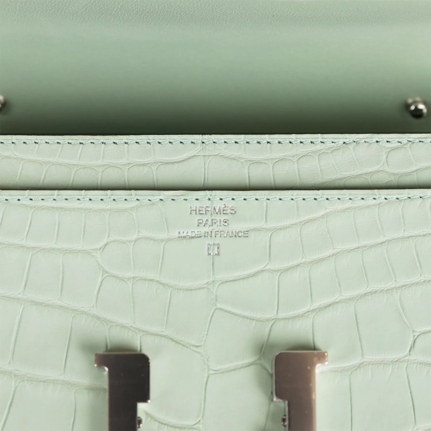 Her Constance Wallet To Go Vert D'eau Matte Alligator Palladium Hardware