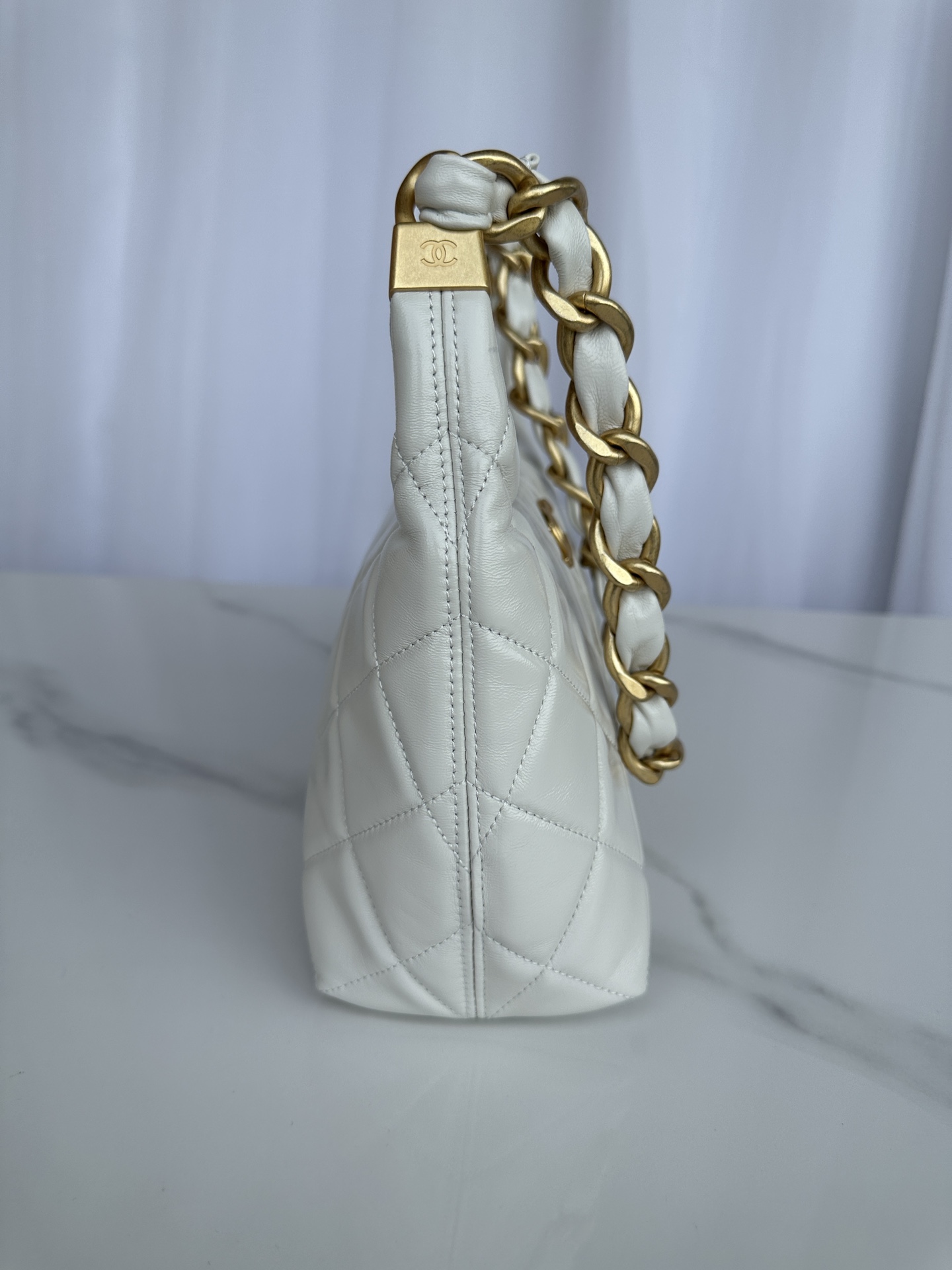 CHANEL Hobo Handbag White- AS4912