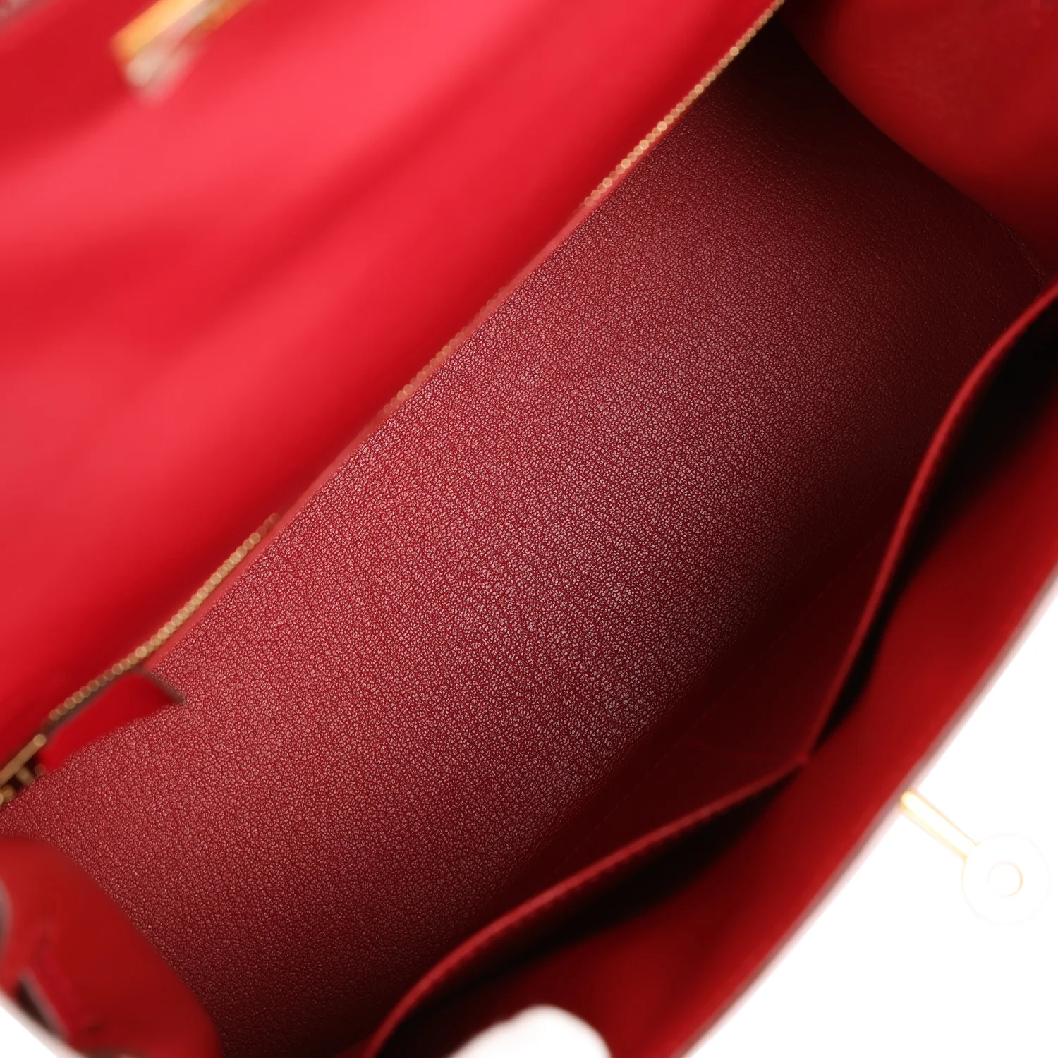 Her Kelly Sellier 28 Rouge Vif Tadelakt Gold Hardware