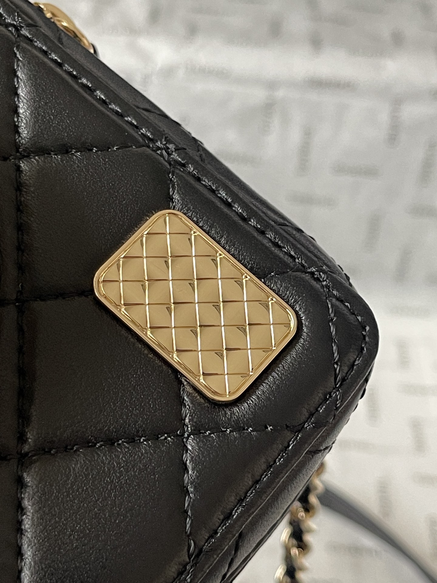 CHANEL Camera bag Sheep leather and gold metal Black-AS4817
