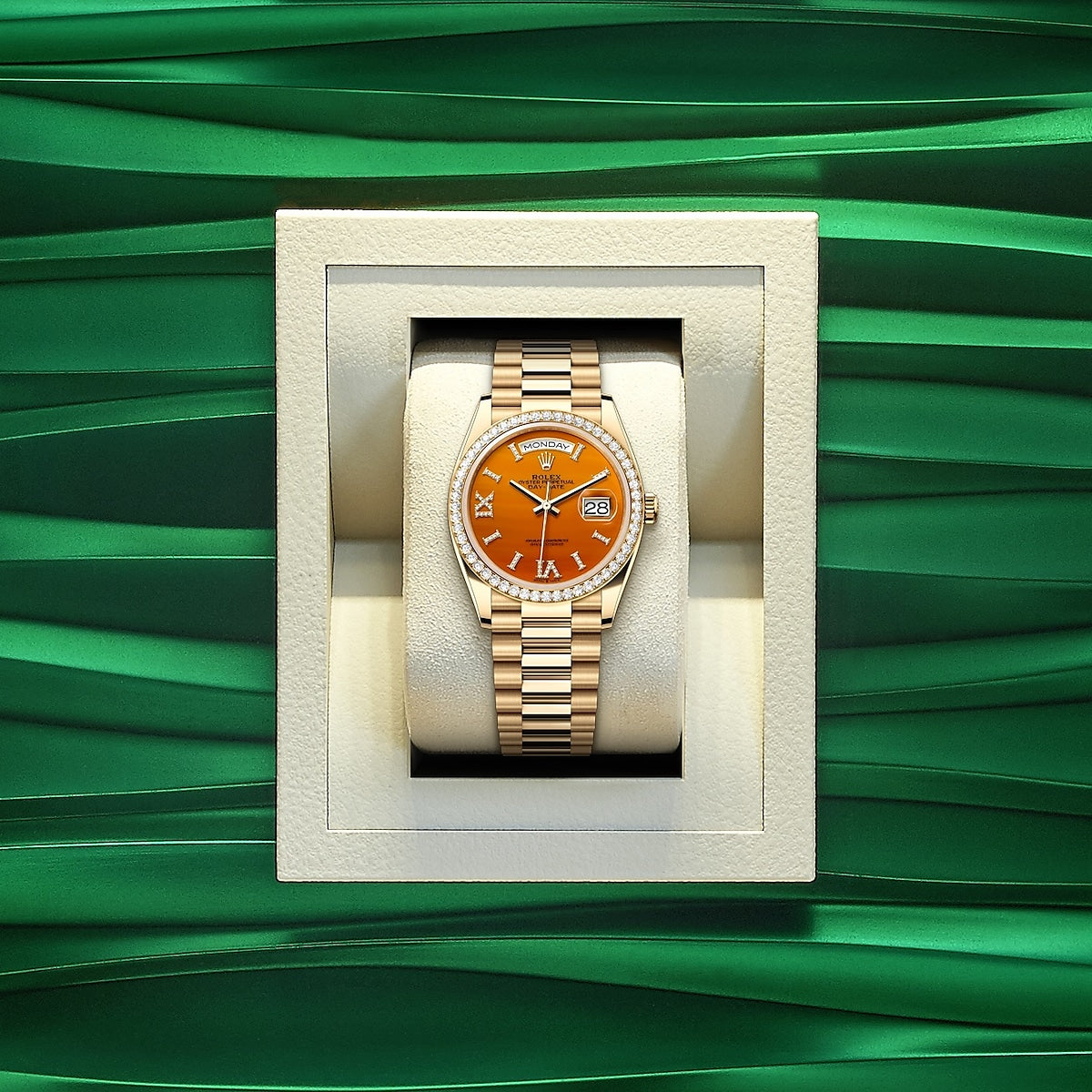Day-Date 36, 18k Yellow Gold with Diamond-set, 36mm, Ref# 128348rbr-0049