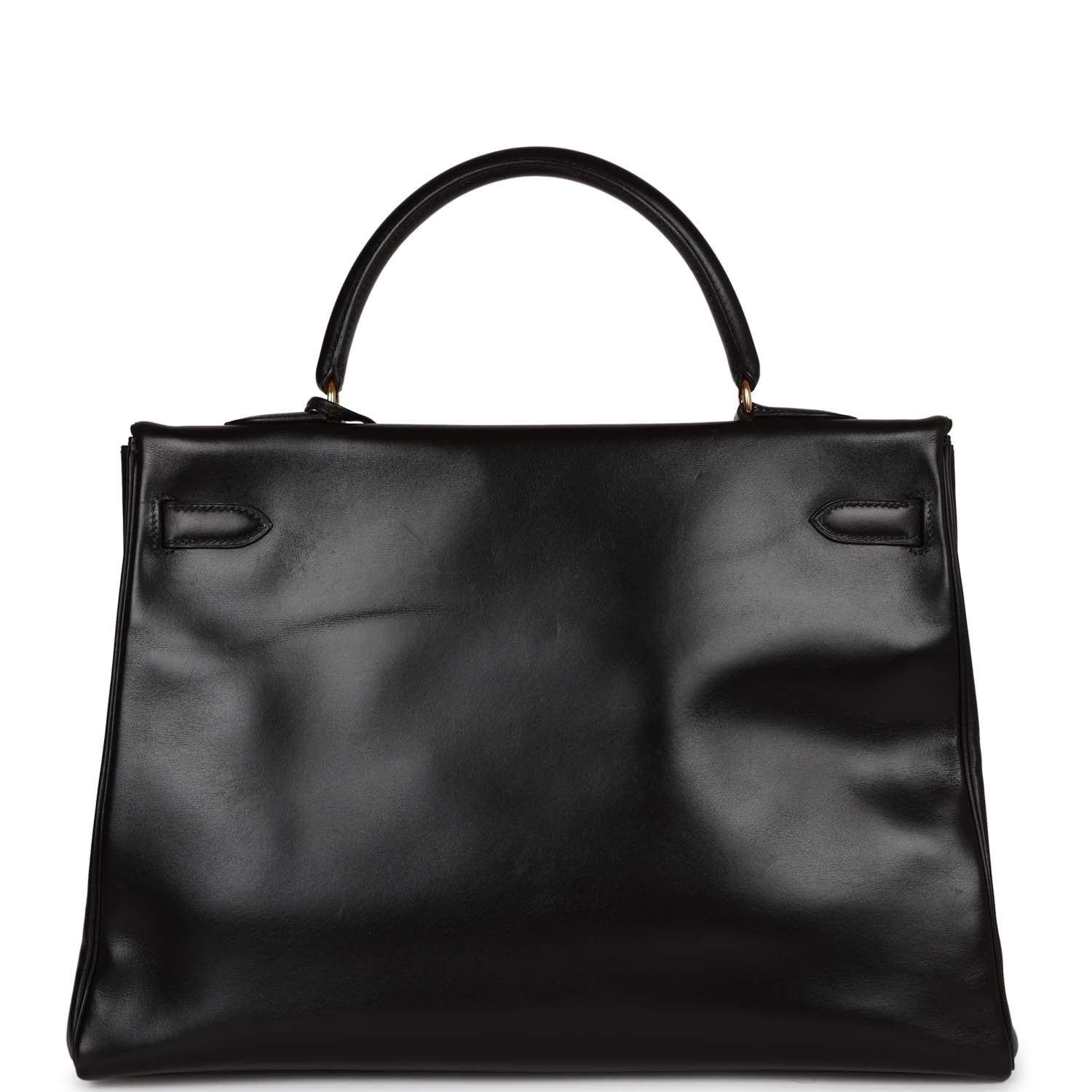 Her Kelly 35 Retourne Black Box Gold Hardware