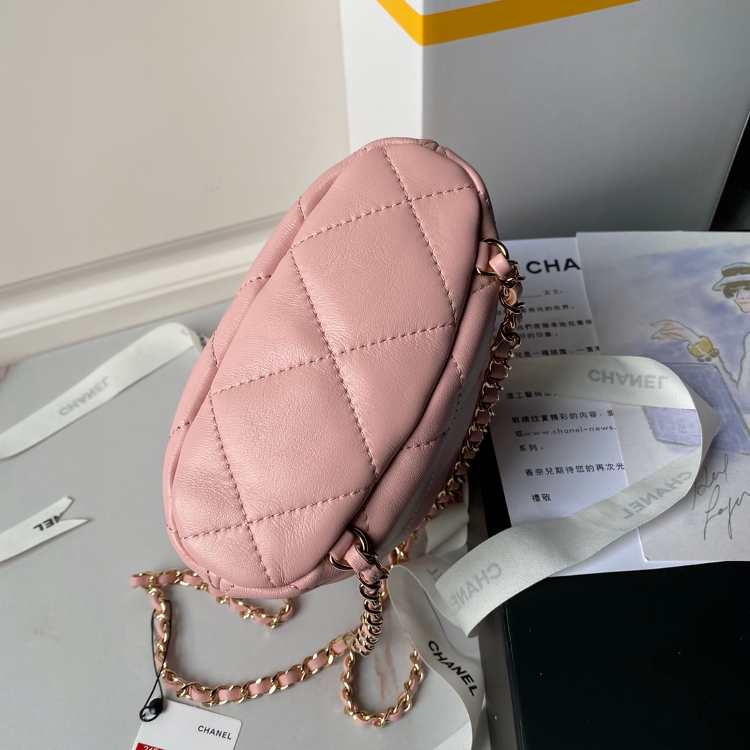 CHANEL Backpacks Shiny Lambskin & Gold-Tone Metal Pink-AS4810